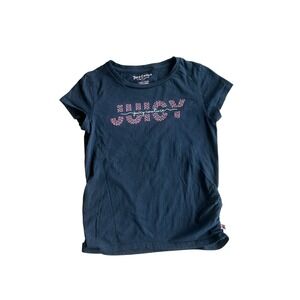 Juicy Couture Y2K Girls Black Pink Rhinestone Logo Short Sleeve‎ T-Shirt